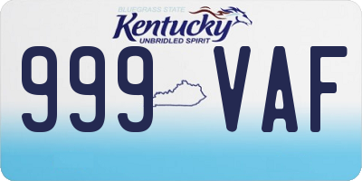 KY license plate 999VAF
