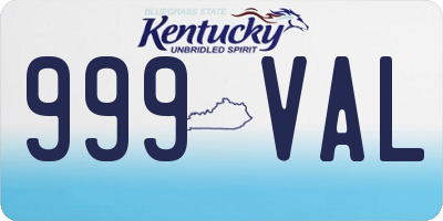 KY license plate 999VAL