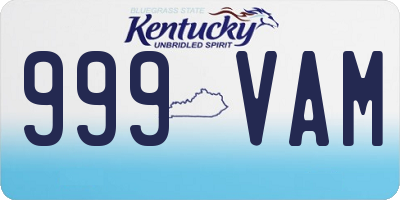 KY license plate 999VAM