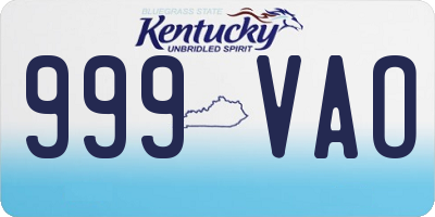 KY license plate 999VAO