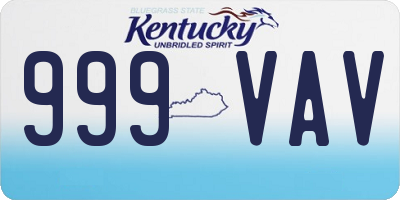 KY license plate 999VAV