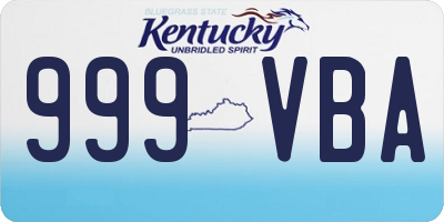 KY license plate 999VBA