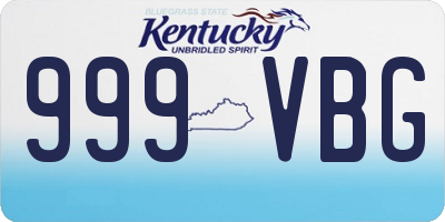 KY license plate 999VBG