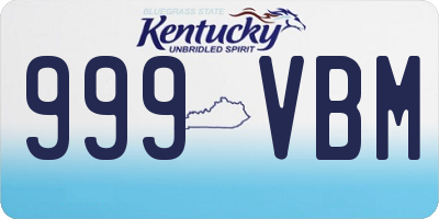 KY license plate 999VBM