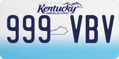 KY license plate 999VBV