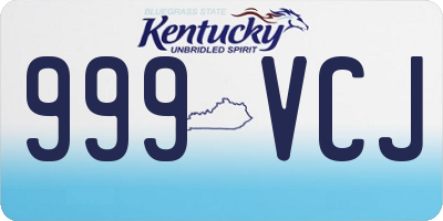 KY license plate 999VCJ
