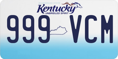 KY license plate 999VCM