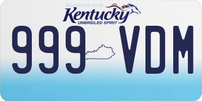 KY license plate 999VDM