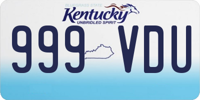 KY license plate 999VDU