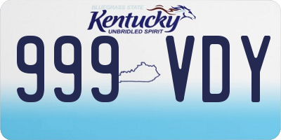 KY license plate 999VDY