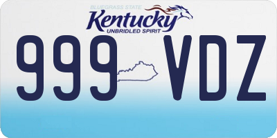 KY license plate 999VDZ