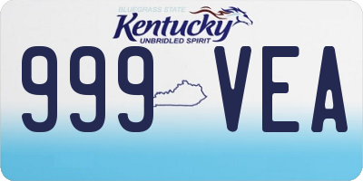 KY license plate 999VEA