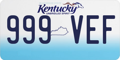 KY license plate 999VEF