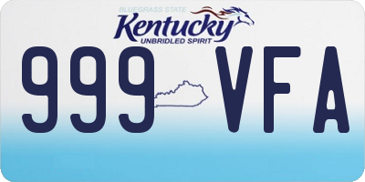 KY license plate 999VFA
