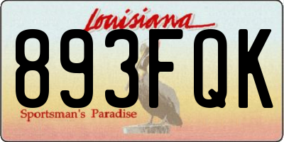 LA license plate 893FQK