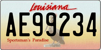 LA license plate AE99234