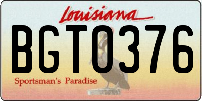 LA license plate BGT0376