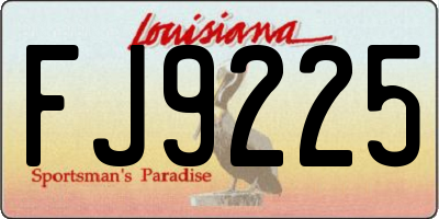 LA license plate FJ9225