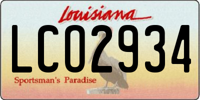 LA license plate LCO2934