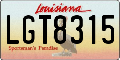 LA license plate LGT8315