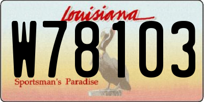 LA license plate W78103