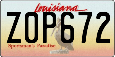 LA license plate Z0P672