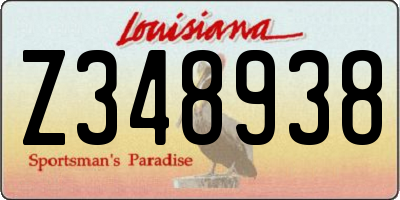 LA license plate Z348938