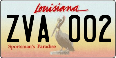 LA license plate ZVA002