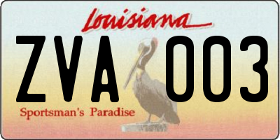 LA license plate ZVA003