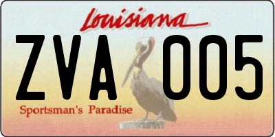 LA license plate ZVA005