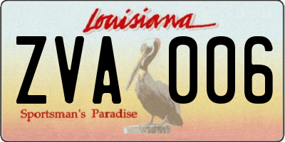 LA license plate ZVA006