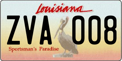 LA license plate ZVA008