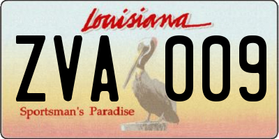 LA license plate ZVA009