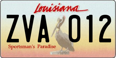 LA license plate ZVA012