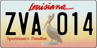 LA license plate ZVA014