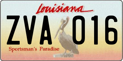 LA license plate ZVA016