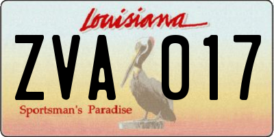 LA license plate ZVA017