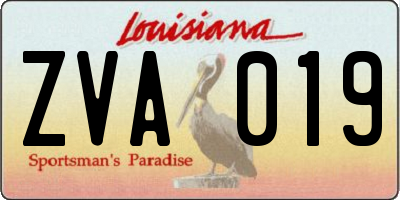 LA license plate ZVA019