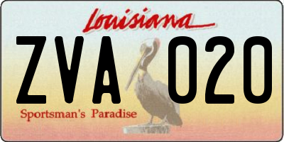 LA license plate ZVA020