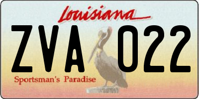 LA license plate ZVA022