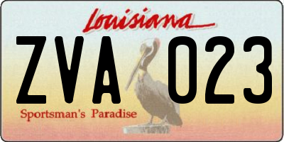 LA license plate ZVA023