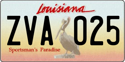 LA license plate ZVA025