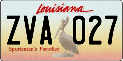 LA license plate ZVA027