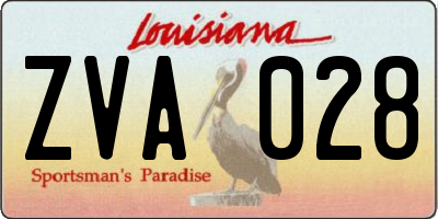 LA license plate ZVA028