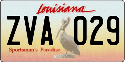 LA license plate ZVA029