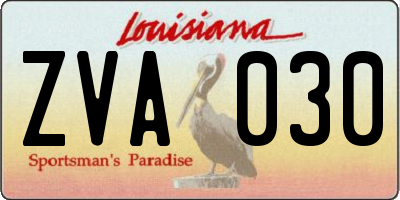 LA license plate ZVA030