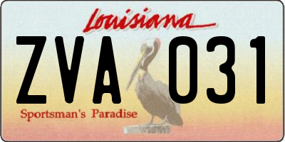 LA license plate ZVA031