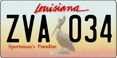 LA license plate ZVA034