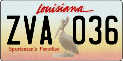 LA license plate ZVA036