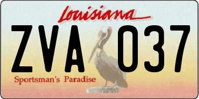 LA license plate ZVA037